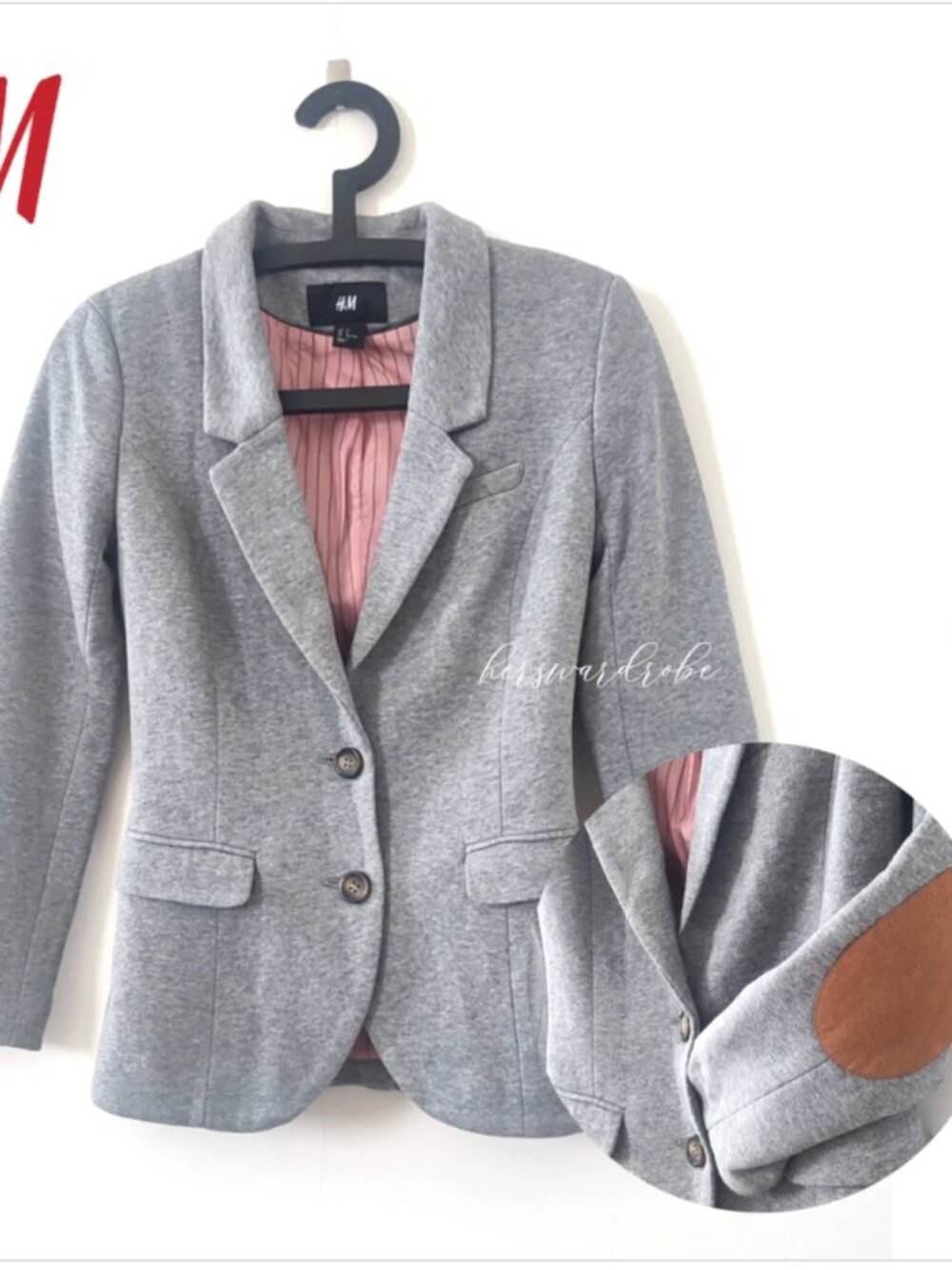 H&M Cotton Blazer With Elbow Patches